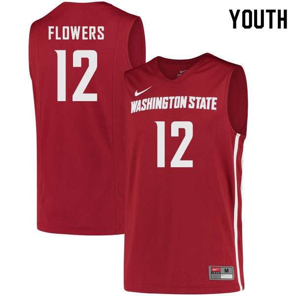 Youth #12 Michael Flowers Washington State Cougars College Basketball Jerseys Sale-Crimson - Click Image to Close
